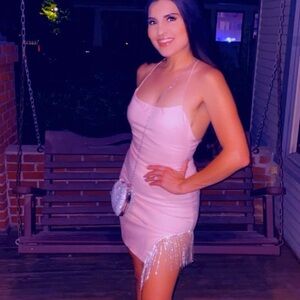 Light pink rhinestone dress